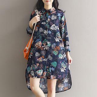 Printed High-low Shirt Dress