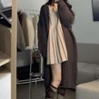 Cable Knit Long Cardigan Coffee - One Size