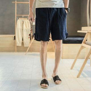 Applique Linen Blend Shorts