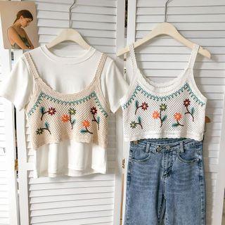Floral Crochet Cropped Camisole Top