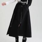 High Waist Zip Midi A-line Skirt