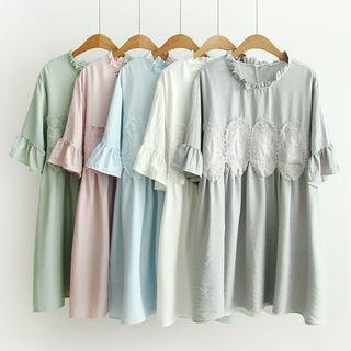Appliqu  Short-sleeve A-line Dress