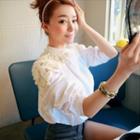 Flower Applique Panel Blouse