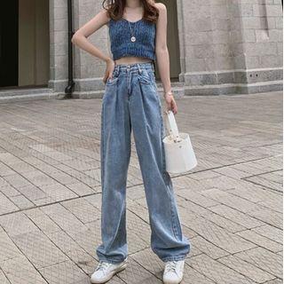 Knit Camisole / Wide Leg Jeans
