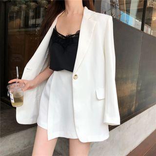Single Button Blazer White - One Size