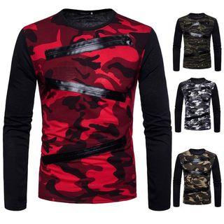 Long-sleeve Camo Print T-shirt