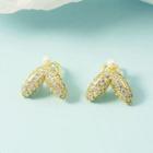Mermaid Tail Rhinestone Faux Pearl Alloy Earring 1 Pair - Gold - One Size