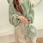 Set: Layered-hem Faux-fur Pullover + Chain Bag