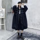Striped Cargo Trench Coat Black - One Size