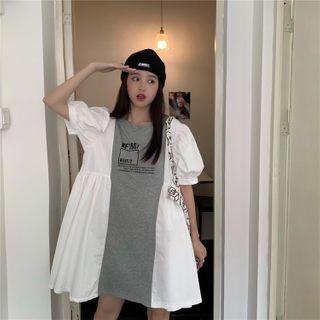 Lettering Print Patchwork Dress