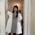 Lettering Print Patchwork Dress