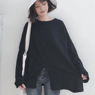 Long-sleeve Splitted T-shirt