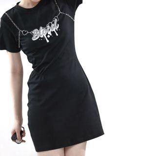 Chain Accent Waist Tee Skirt