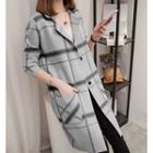 Notch-lapel Plaid Buttoned Coat As Shown In Figure - One Size
