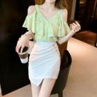 Fitted Mini Skirt / Short-sleeve Blouse