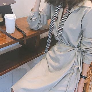 Wrap-front Cotton Midi Shirtdress