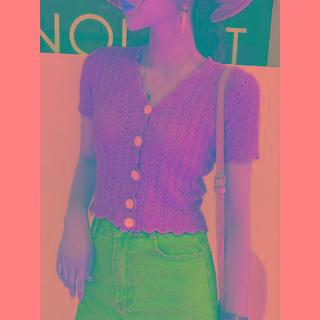 Button-up Eyelet Crop Knit Top