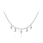 925 Sterling Silver Fashion Simple Star Moon Necklace Silver - One Size
