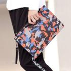 Print Faux Leather Clutch