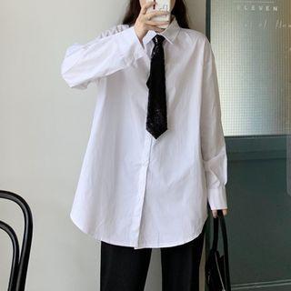 Plain Midi Shirt With Tie