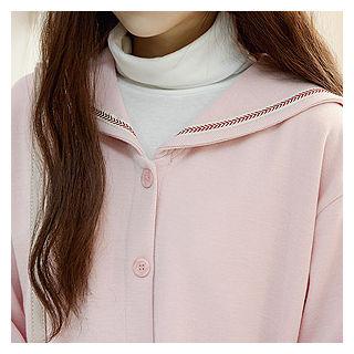 Embroidered-trim Sailor-collar Cardigan