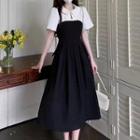 Short-sleeve Two Tone A-line Polo Dress