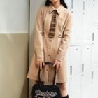 Plaid Tie Mini A-line Shirtdress