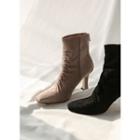 Shirred Flared-heel Ankle Boots