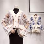 Plaid Wide-sleeve Cardigan