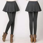Mock Two-piece Inset Legging Mini A-line Skirt