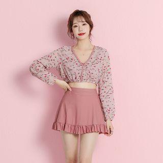 Floral Print Cover-up / Bikini Top / Bottom / Pouch / Set