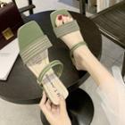 Stripe Print Block Heel Sandals