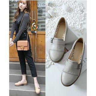 Brogue Chunky Heel Buckled Loafers