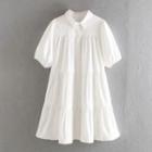 Short-sleeve Tiered Mini A-line Shirtdress