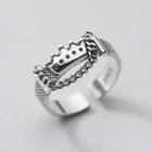 Crown Chained Open Ring Silver - One Size
