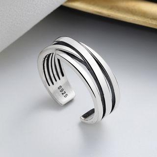 Layered Sterling Silver Open Ring 459j - Silver - One Size