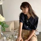 Puritan-collar Boxy Blouse