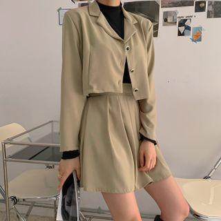 Set: Cropped Blazer + Pleated Miniskirt