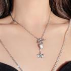 Heart Angle Pendant Necklace 1 Pc - Silver - One Size