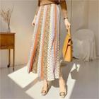 Multi-pattern Maxi Pleat Skirt