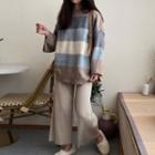 Drawstring Wide-leg Pants / Color Block Sweater