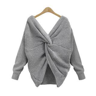 Knot Detail V-neck Sweater