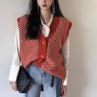 Tie-neck Blouse / Knit Vest