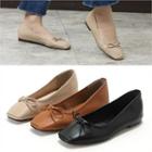 Genuine Leather Bow-front Flats