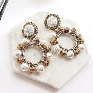 Faux Pearl Circle Earrings