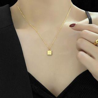 Alloy Square Pendant Necklace Gold - One Size