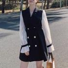 Long Sleeve Double Breasted Panel Blazer Dress