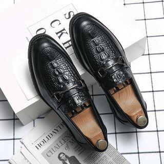 Faux-leather Metal Buckled Casual Shoes
