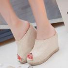 Peep-toe Hidden Wedge Mule Sandals