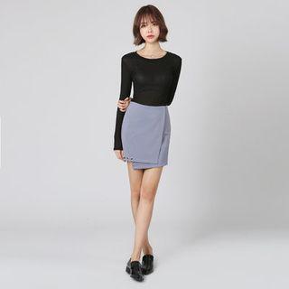 Piercing-detail Wrap-front Mini Skirt